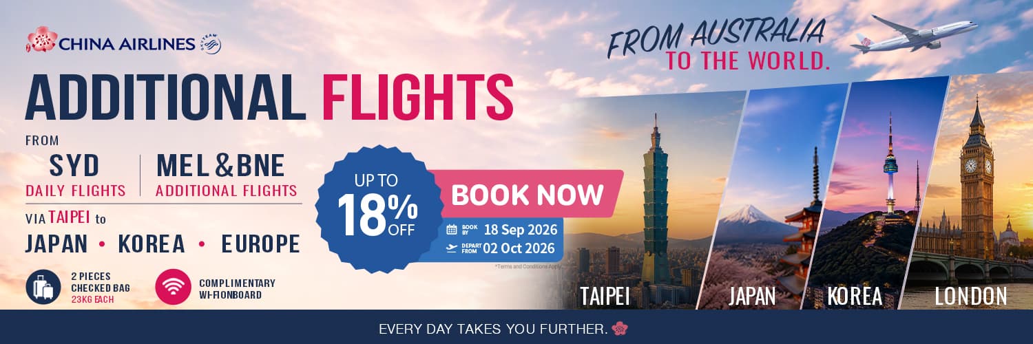 China Airlines additional flights from Australia via Taipei