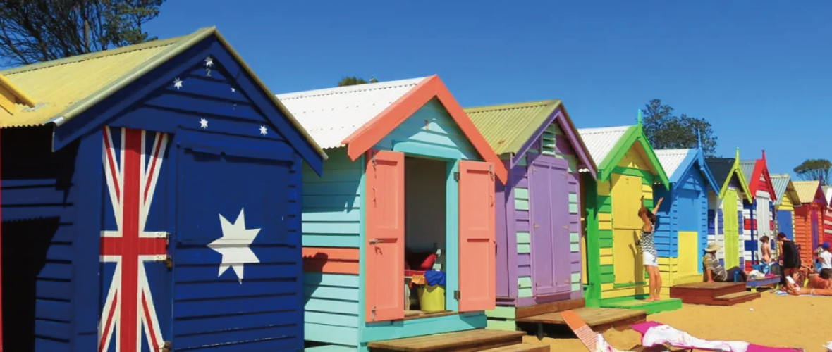 Melbourne colourful beach huts